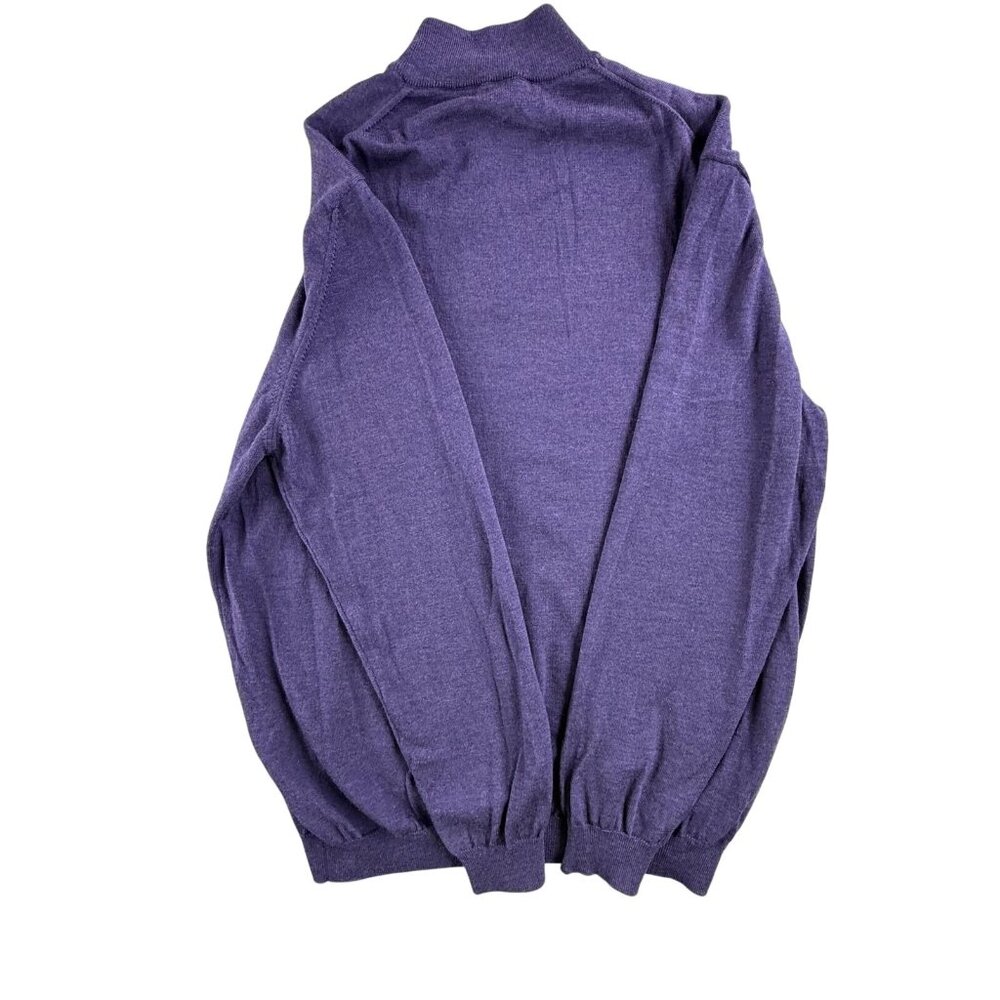 Saks Fifth Avenue Sweater Mens 3XL Purple Merino Wool Knit 1/4 Zip Pullover - Picture 5 of 13